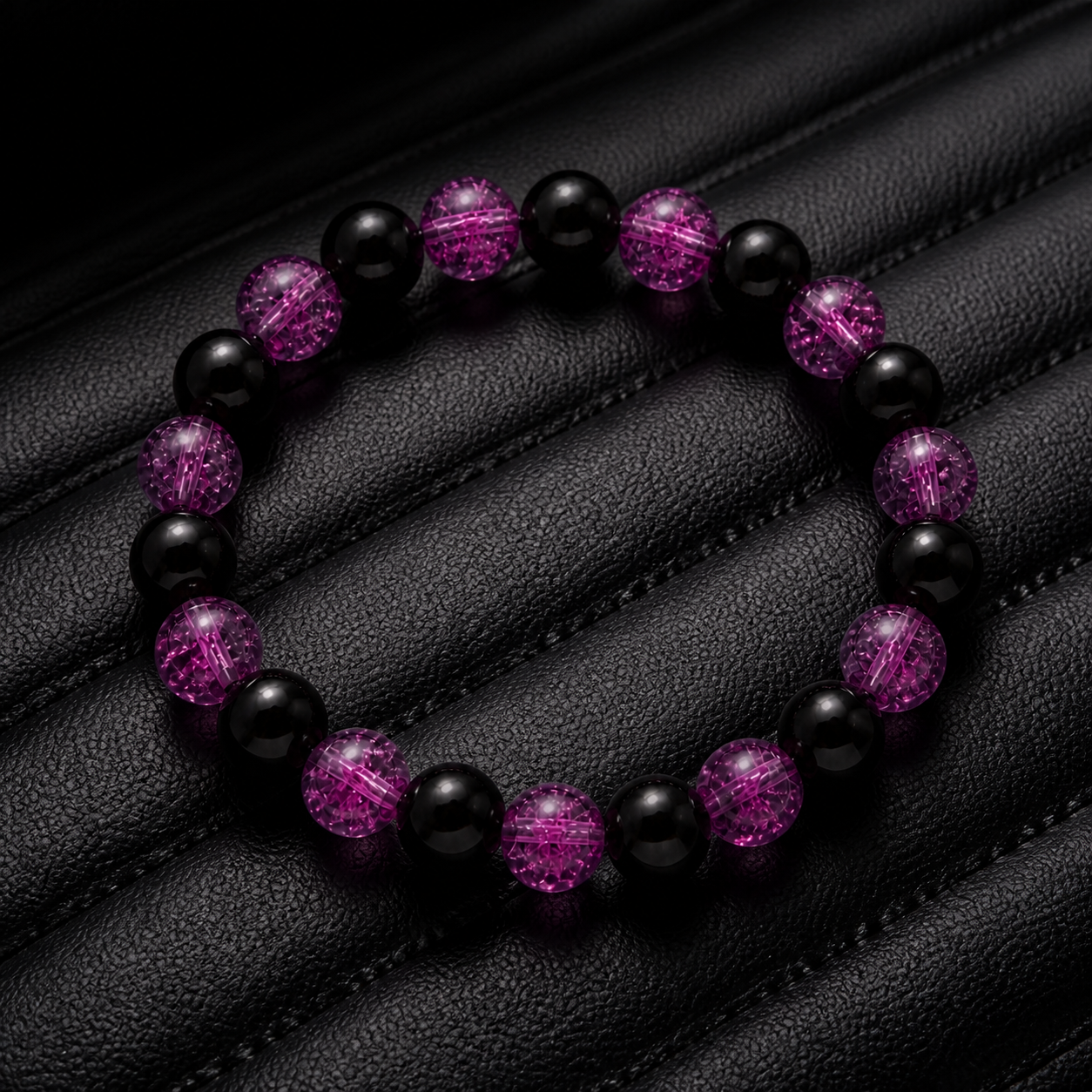 Galaxy Black Edition armband op zwart leer
